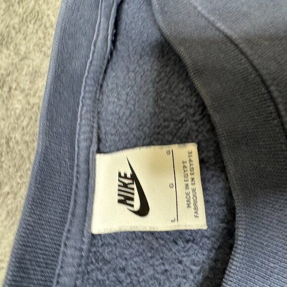 Nike Go the Extra Smile Cropped Crewneck Sweatshirt Navy Smiley Swoosh Graphic S - Picture 3 of 10